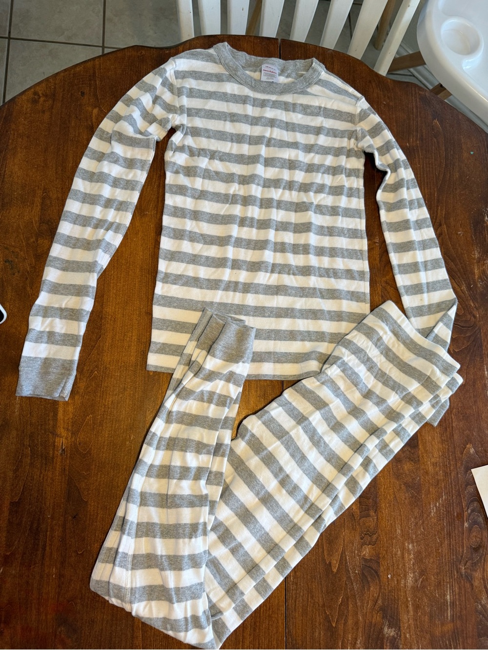 Hanna Andersson Gray and White Striped Kids Pajama Set